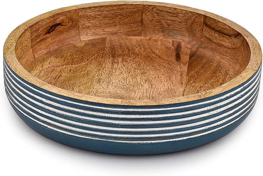 Decorative Bowls Mango Wood for Home Décor Unique Table Centerpieces, Wooden Home Decor Accents for Farmhouse Rustic Style (10" X 10" X 2.5")