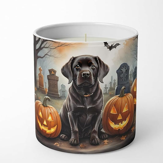 Caroline's Treasures DAC2033CDL Chocolate Labrador Retriever Spooky Halloween Decorative Soy Candle Nature Soy Wax Essential Oil Home Decor Ideal for Bedroom Kitchen Bath Office Gift, 10 oz