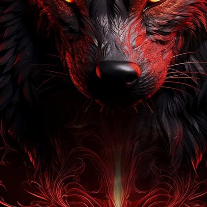 AILONEN 3D Black Wolf Shower Curtain Set,Fire Wolf Head Bathroom Curtain for Kids Girls Boys,Boho Style Shower Curtain,Wild Animal Shower Curtains for Bathroom Decor, 72" W*78" H