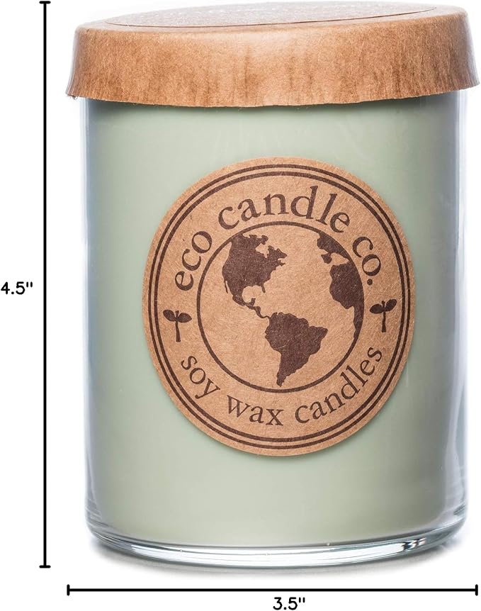 Eco Candle Co. Recycled Candle, Mother Earth, 18 oz. Double Wick - Scents of Grass, Hay, Cypress, Patchouli, Sandalwood, & Tonka Bean - 100% Soy Wax, No Lead, Kraft Paper Label & Lid, Hand Made