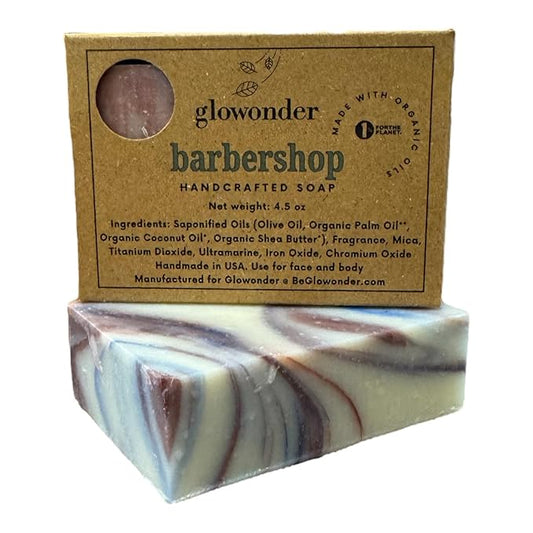 1 Pack Barbershop Handmade Organic Bar Soap for Face and Body - Moisturizing, All-Natural, Cruelty-Free - Botanical Ingredients - Shower, Bath, Hand Soaps, Gifts - 4.5 oz
