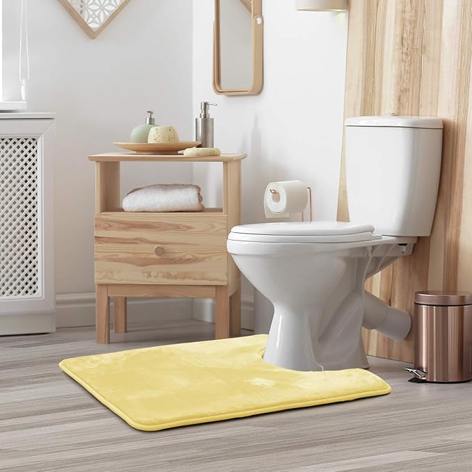 Clara Clark Bathroom Rugs, Velvet Memory Foam Bath Mat, Non-Slip, Machine Washable Bath Rugs - Dries Quickly, Ultra Soft Plush Bath Mats for Bathroom, 20 x 24, Mellow Yellow