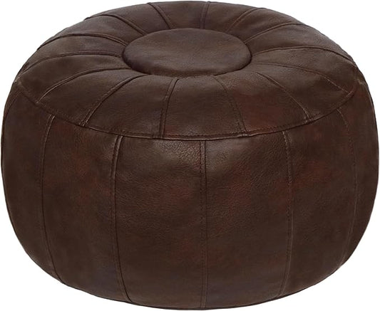 Thgonwid Unstuffed Moroccan Ottoman Pouf Cover, Ottoman Footstool Storage Solution, Bean Bag Chair, Foot Rest, Deep Coffee