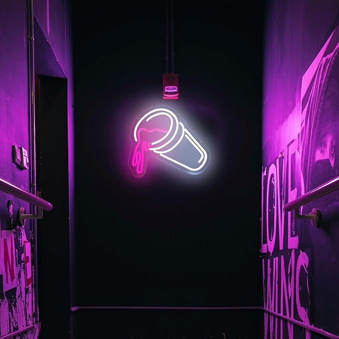 Moodion Double Cups Neon Sign for Wall Decor, Dimmable Pink Neon LED Lights Signs for Bar Man Cave, Neon Light Up Signs for Bedroom Pub Bar Accessories Decorations Aesthetic, Birthday Neon Sign Gifts