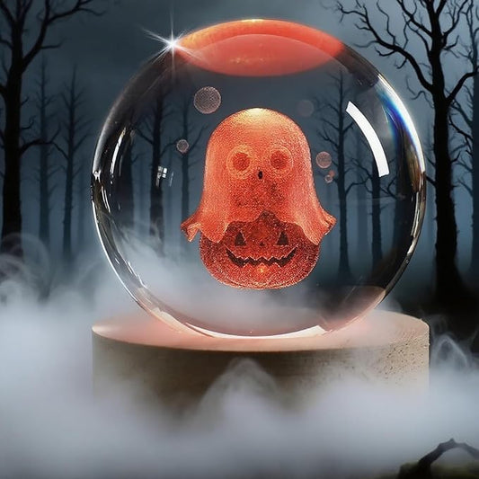 Ghost Night Light,Red Halloween Lights,Crystal Rechargeable Beside USB Vintage Halloween Decor Light,Funny Office Desk and Halloween Gifts for Woman and Kids