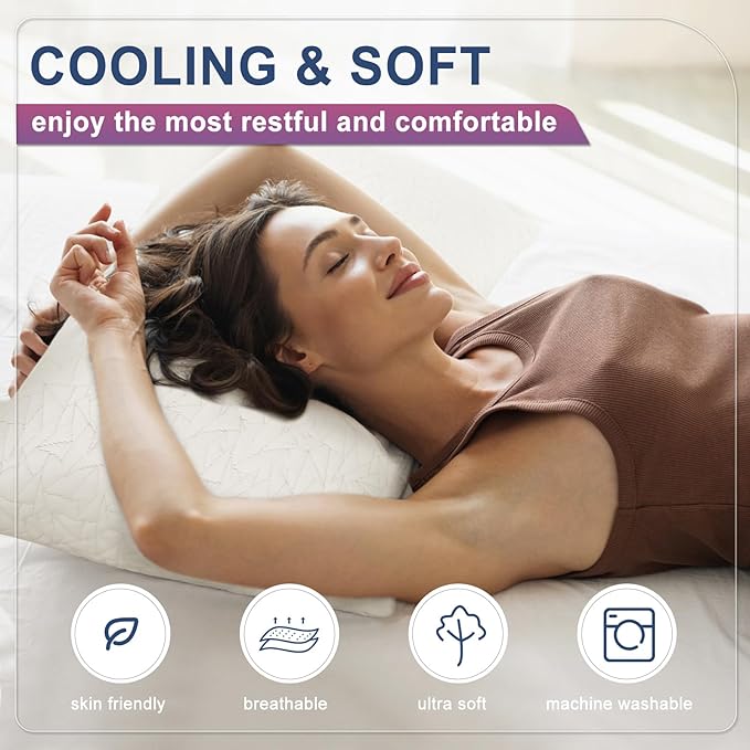 Memory Foam Pillows King Size Set of 2, Adjustable Bed Pillows for Sleeping, Shredded Memory Foam Pillows for Side Back Stomach Sleepers, 20 x 36 in