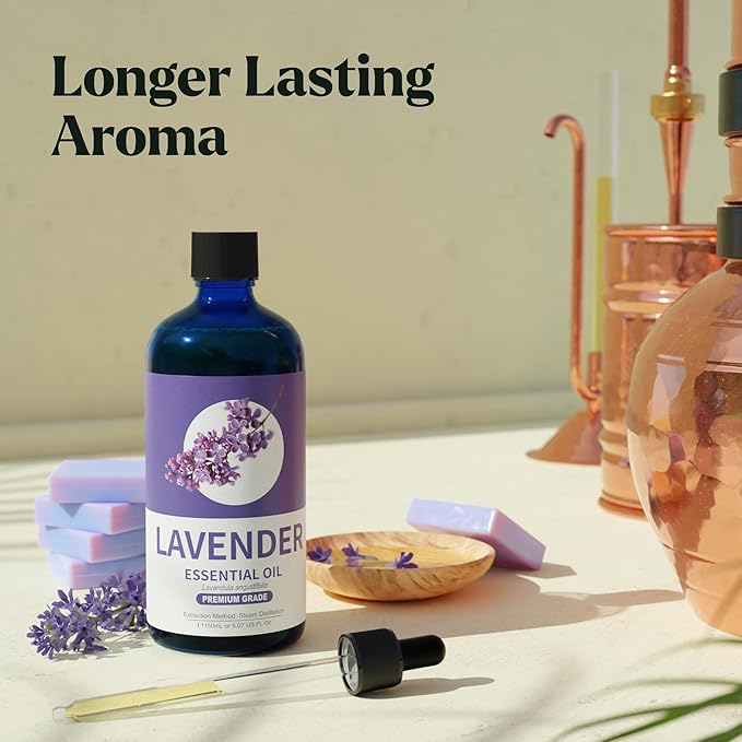 Lavender Essential Oil - Pure Essential Oils for Diffusers, Humidifiers, Aromatherapy, Cars, Yoga, Home Essentials, Office - Relaxing Fragrance Scents for Fresheners and Candle Making (150mL)