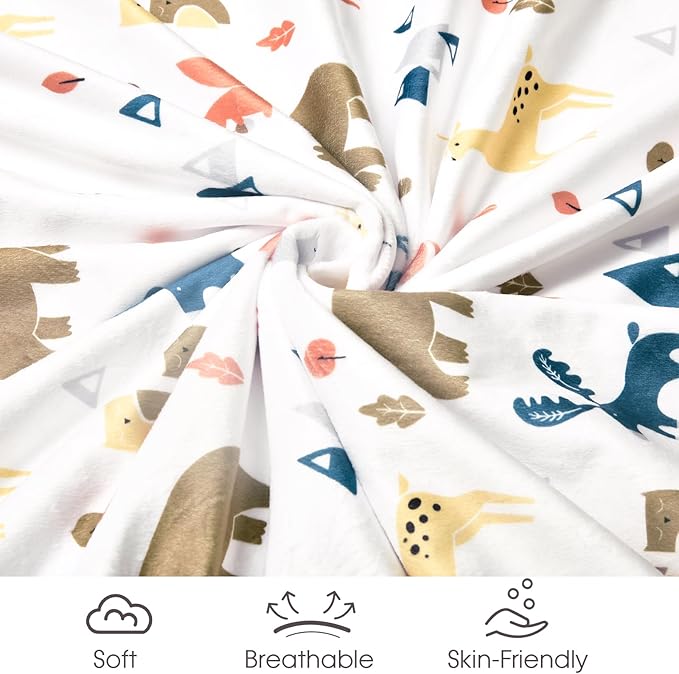 Minky Baby Blanket for Boys Girls Neutral, 40x50 Inches Soft Lightweight Micro Fleece Baby Blanket with Double Layer, Dotted Backing, Receiving Blanket for Newborns, Woodland Animals