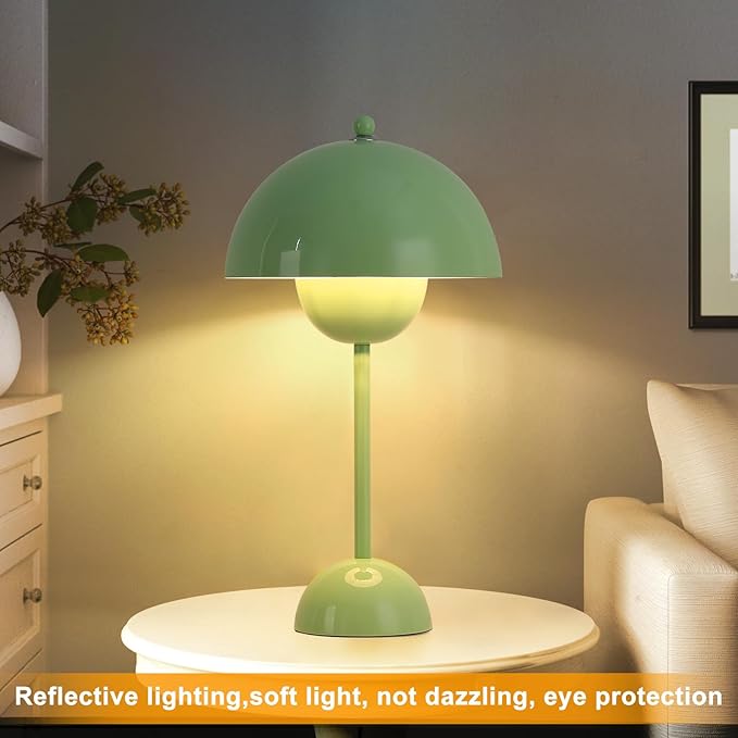 COSYLUX Modern Small Table Lamp for Bedroom, Cute Dome Shade Reflecting Light Reading Lamp for Living Room, Kid's Room, Study, Office, Beside Bedside Nightstand Desk Lamp(Pastel Green)