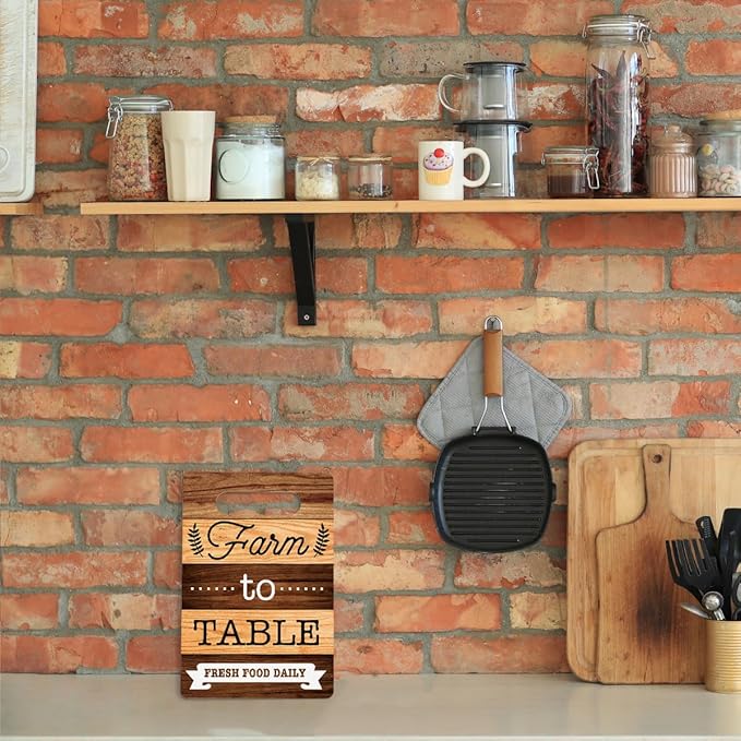 Farmhouse Kitchen Decor, Kitchen Signs Wall Decor, Wall Decor for Kitchen, Kitchen Decorations, Kitchen Door Wall Hanging Decor, Farm to Table Fresh Food Daily Wood Sign 8 x 12 Inch