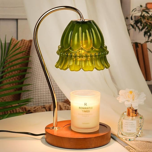 Dimmable Candle Warmer Lamp with Timer, Flower Candle Lamp Warmer for Jar Candle, Womens Gifts Ideas for Mothers Day, Gifts for Mom Unique, Green Home Decor for Bedroom Living Room Decor