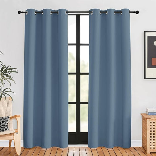 NICETOWN Blackout Curtains for Bedroom, Forest Green, 42 W by 80 L, Set of 2, Thermal Insulated Curtains & Drapes with Grommet Top for Living Room, Privacy Window Treatment Draperies
