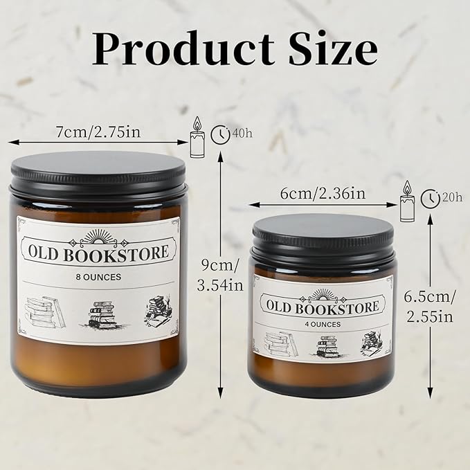 Old Bookstore Candle,Book Lovers Gifts,8 oz 40 Hours Burn Soy Wax Candle Gift for Readers Birthday Gifts for Book Lovers,Librarian