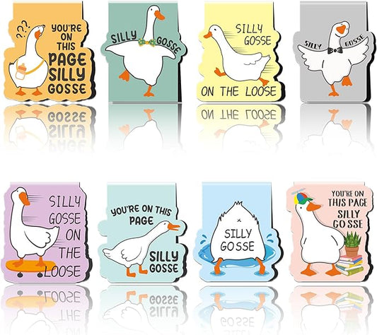 Funny Gosse Magnetic Bookmarks: 8 Pcs Gosse Magnet Book Marks, Cute Animals Page Marker Clips for Reading Women, Fun Bookish Gifts for Girls Kids, Back to School Accessories
