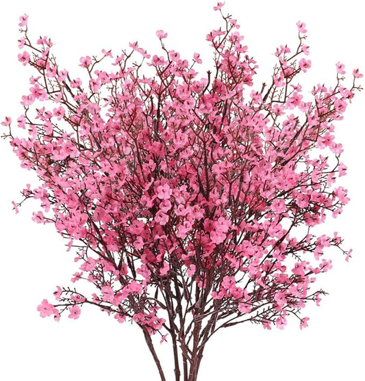 AILANDA 6 Bundles Artificial Flowers Gypsophila Bouquets Pink Spring Floral Arrangements Baby Breath Bush Real Touch Silk Floral for Wedding Table Centerpieces Party Home Garden Farmhouse