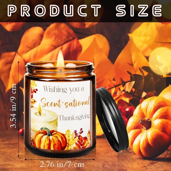 Fall Thanksgiving Pumpkin Maple Leaf Candle - Lavender Scent Soy Wax for Home, Autumn Festival Gift - Bathroom, Kitchen, Bedroom