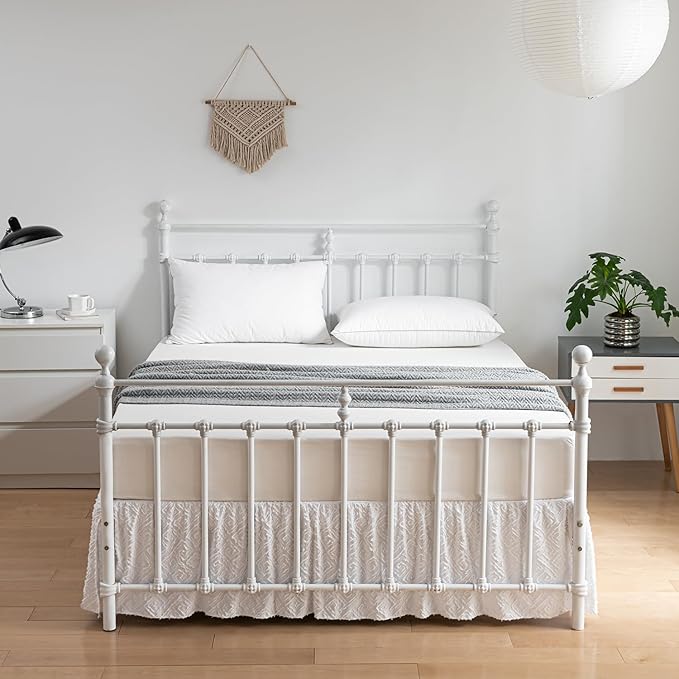 Tufted Bed Skirt Queen Size, Ruffled Bed Skirt with Split Corners, Queen Bed Skirt 16 Inch Drop, Boho Queen Size Bed Skirt White for Ruffled Bed Skirts, Bed Skirt Queen Size