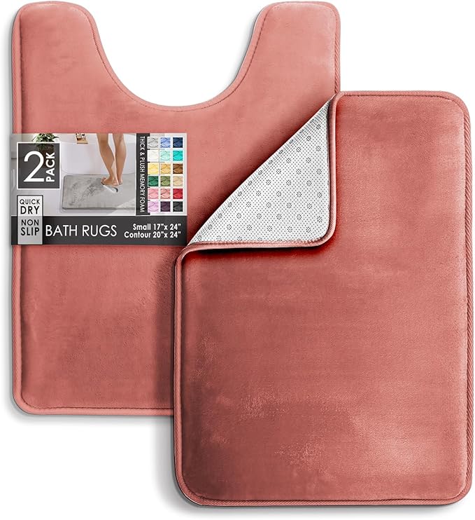 Clara Clark Bathroom Rugs, Velvet Memory Foam Bath Mat, Non-Slip Bath Rugs, Machine Wash, Dries Quickly, Ultra Soft Plush Bath Mats for Bathroom,
