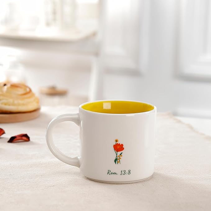 Ceramic Mug 15 OZ (450ml) - Romans 13:8 "Whoever Loves Others Has Fulfilled the Law - Inspirational Floral Design - Premium Coffee Cup, Dishwasher & Microwave Safe - Ideal Gift for Tea