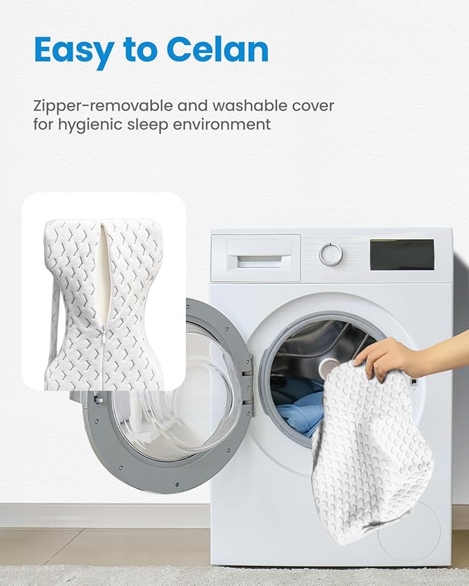 Knee Pillow for Side Sleepers - Cooling Memory Foam Leg Pillow for Side Sleeping with Strap, Soothing Relief for HIPS, Sciatica, Back, Knees, Joints (White)