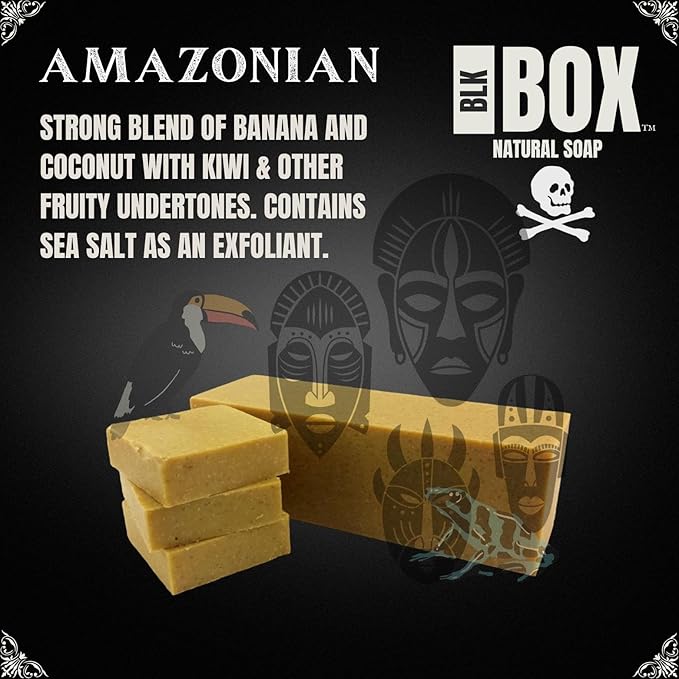 USA MADE 5oz Men's Natural Bar Soap Made from Natural Oils - Handmade Cold Process Soap No Harsh Chemicals, Fruit Forward Banana Coconut & More (AMAZONIAN)