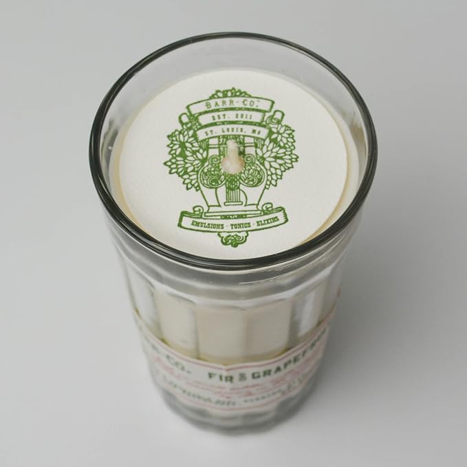 Barr-Co. Fir & Grapefruit Parfait Glass Candle, Woody Citrus Scent, 80-Hour Long Burning Soy Wax Candle, Scented Candles for Home & Bath, 10 oz