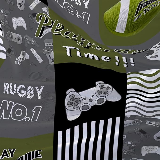 AILONEN Gamer Shower Curtain,Olive Green Ball Sports Waterproof Fabric Shower Curtain for Boys Kids Teens, 72" W*96" H Gaming Gamer Theme Shower Curtain Sets