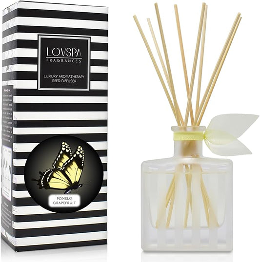 LOVSPA Pomelo Grapefruit Luxury Reed Diffuser Set - Scent Diffuser for Home - Non-Toxic Oil Reed Diffusers - Made in The USA