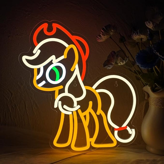 Neon Signs for Wall Decor, Led Sign for Wall, USB Powered Anime Neon Lights for Girls Bedroom, Kawaii Horse Light Up Sign for Boy Game Room Decor,Dimmable LED Neon Light Sign Cartoon