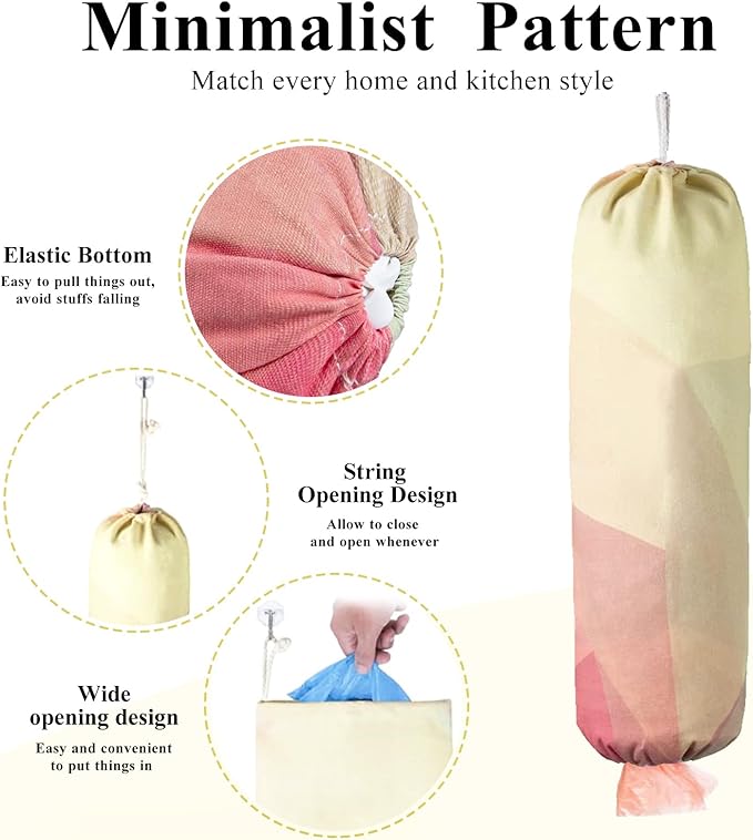 TOGETRUE Plastic Bag Holder, Wall Mount Plastic Bag Organizer Dispenser, Heavy Duty Grocery Bag Storage Holder for Home Kitchen Camper (Gradient)
