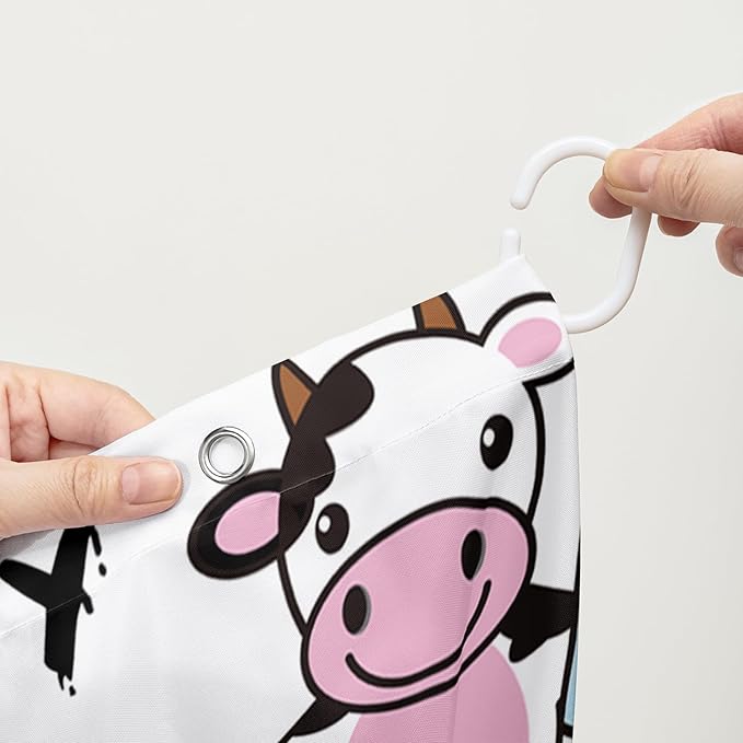 AILONEN Cute Cow Shower Curtain for Bathroom, Kids Children Cow Print Bathroom Curtain,Happy Cow Bath Curtain 60" W*72" H Polyester Waterproof Bathroom Curtain with 12 Hooks