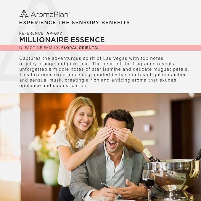 Aromaplan Hotel Scents Millionaire Essence 5 Fl Oz (148ml), Home Luxury Aroma & Hotel Fragrance Diffuser Oil- Hotel Diffuser Oil Aromatherapy- USA Made, Bigger Bottle, Bolder Aroma & Longer Lasting
