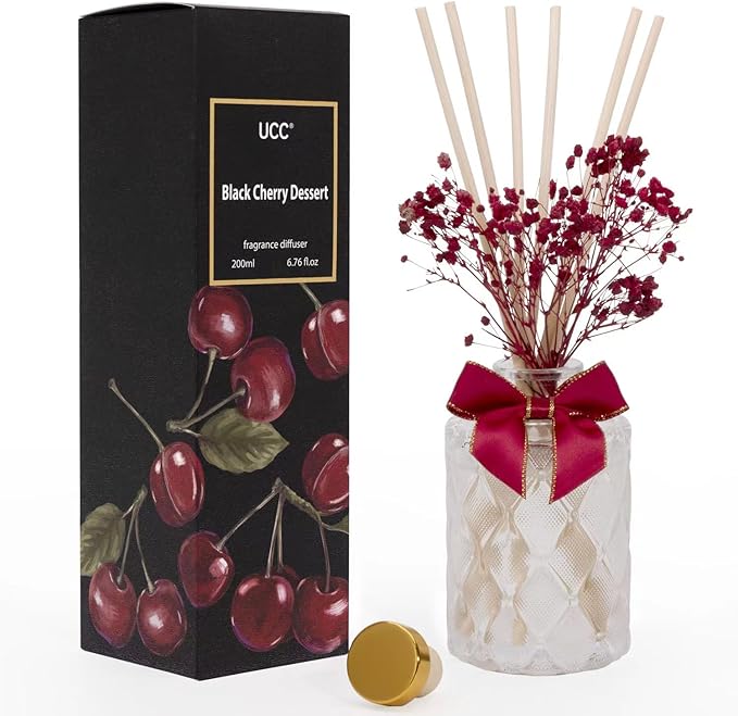 UCC Premium Reed Diffuser Set with Preserved Flower Reed Sticks, 6.76 fl oz Highly Scented Room Diffuser Home Fragrance Essential Oil Reed Diffuser for Bedroom Bathroom Home Décor Office