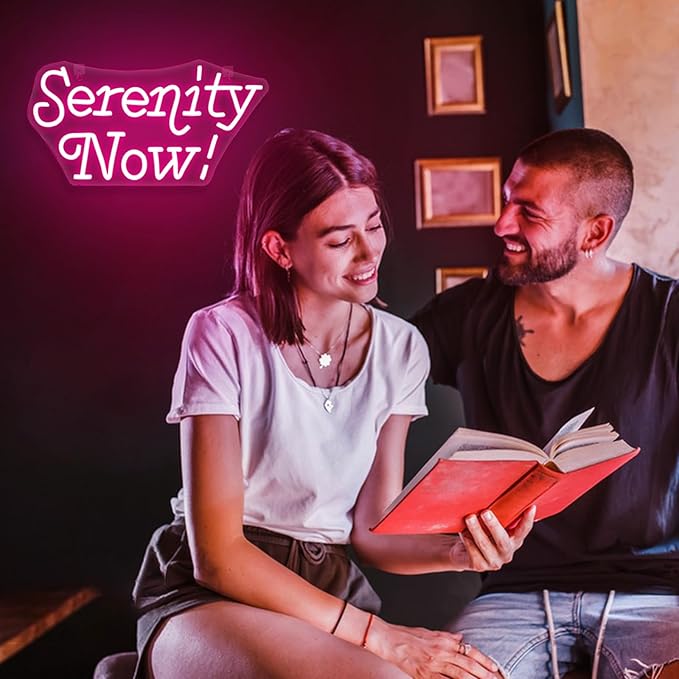 Serenity Now Neon Sign Wall Decor for Home USB led Sign Vibrant LED Wall Art Dimmable Energy Efficient for Home Office Bar Cafe Study room