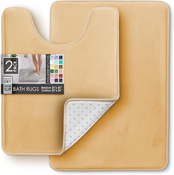 Clara Clark Bathroom Rugs, Velvet Memory Foam Bath Mat, Non-Slip Bath Rugs, Machine Wash, Dries Quickly, Ultra Soft Plush Bath Mats for Bathroom,