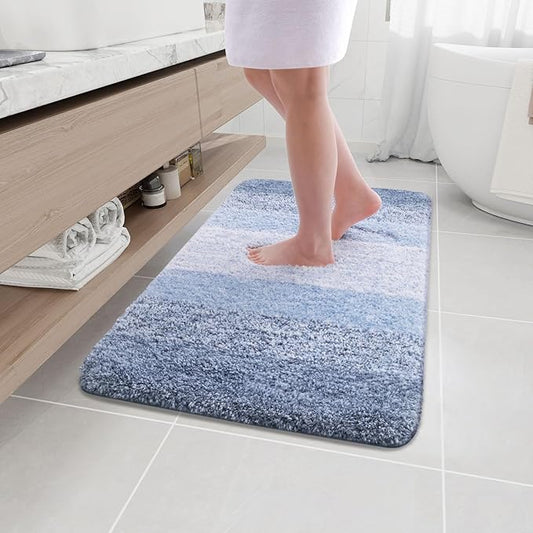 Arotive Microfiber Bathroom Rugs, Shaggy Soft and Absorbent Bath Rug, Non-Slip, Thick Plush Machine Washable Dry Bath Mats for Bathroom, Tub and Shower, 36x24, Light Blue
