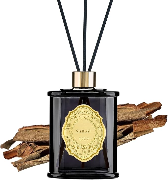 M&SENSE 8.4 oz Large Reed Diffuser for Home | Santal(Sandalwood) Scent Oil Diffuser with Sticks | Bedroom Bathroom Living Room Decor