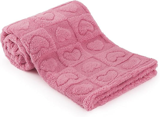 Plush Soft with Heart Checkered Baby Blanket,Fleece Infant Toddler Blankets for Girls Boys,Warm Lightweight Breathable Newborn Receiving Blankets for Crib Stroller 32"×37" (deep Pink, Heart)