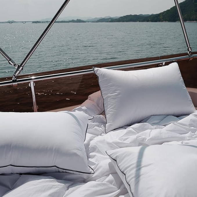 MAXICOZY Luxury Hungarian Goose Down Pillows Standard Size 1 Pack, Medium Firm Bed Pillows for Sleeping, Hotel Pillows, 750 Fill Power, 460 TC Cotton Blend Shell, 20"x26"