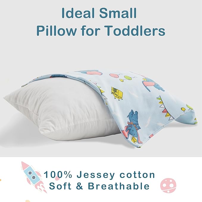 Moonrite 13Ã18 Toddler Pillow with Pillowcase,100% Cotton Toddler Pillows for Sleeping,Soft Breathable Washable Small Toddler&Kid Pillow for Bed,Mini pillow,Better Naps at Preschool