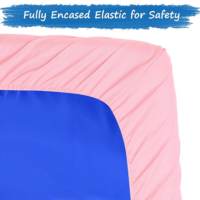 Nap Mat Sheet 24" x 48" x 4" Fitted Elastic Corners Preschool Day Care Rest Nap Mat Cover, Soft & Breathable Baby Sheets for Regalo My Cot Portable Toddler Bed and Joovy Travel Cot, Pink