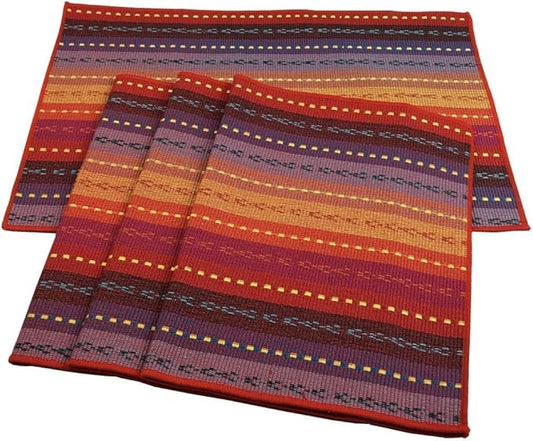 WAZAIGUR Hand Woven with 100% Cotton Placemats Colorful Placemats Braided Ribbed Durable Heat-Insulation Table Mats Set of 4,Rainbow