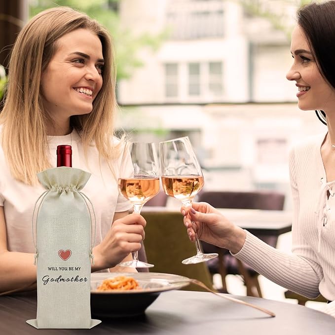 Godmother Proposal Gift Wine Bag Godmother Gifts from Godchild Baptism Godmommy Gifts for Mothers Day Wine Bottle Decoration Bag Christian Godmother Gifts Wine Accessories Gifts for Wine Lovers