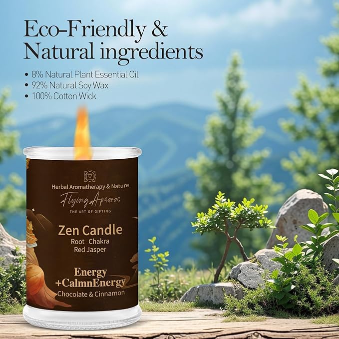 APSARAS Energy+Tranquility Scented Candles, Chocolate Cinnamon Aromatherapy Spring Candle Sets for Women Gift for Bathroom, Jar Non Toxic Soy Candles for Home Scented, 36 Hours Burn Time