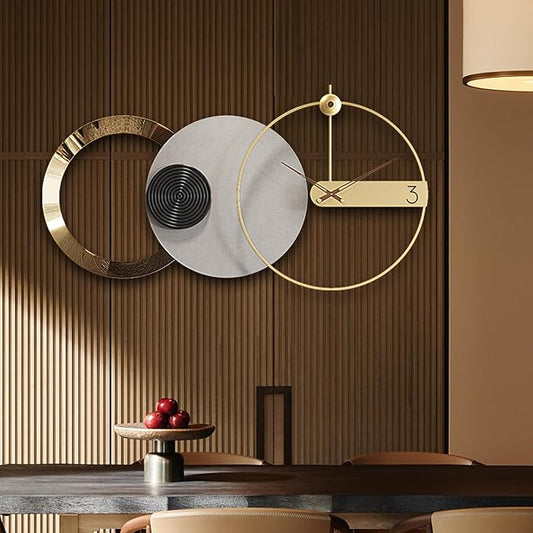 Wall Clock Large 33 Inch - Modern Metal European Style, Battery Operated Silent Non-Ticking Decorative Clock for Living Room Bedroom Home Office