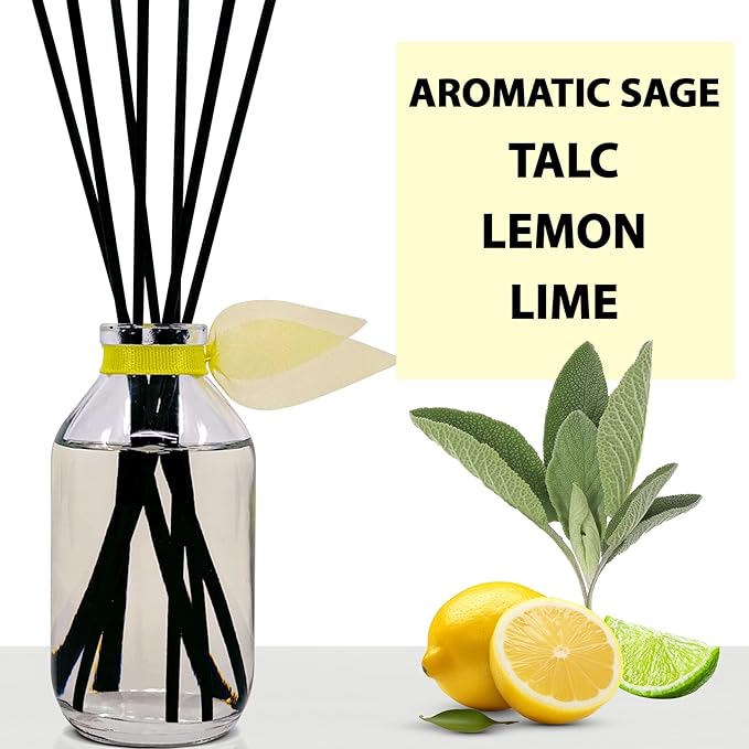 LOVSPA Sage & Citrus Reed Diffuser Set - Reed Diffusers for Home with Long Lasting Fragrance - Non-Toxic Oil Reed Diffuser - Made in The USA