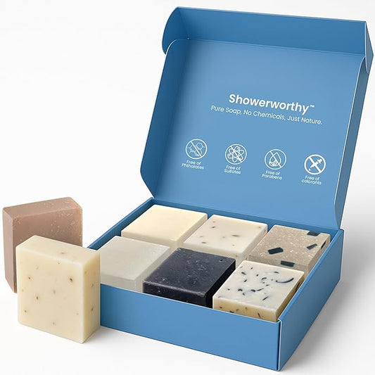 Plant-Based Natural Bar Soap Gift Set – 8 Handmade Soap Bars for Men & Women – Cold Process, Moisturizing Goat Milk, Shea Butter, Tea Tree, Charcoal, Coconut Oil – Dry & Sensitive Skin