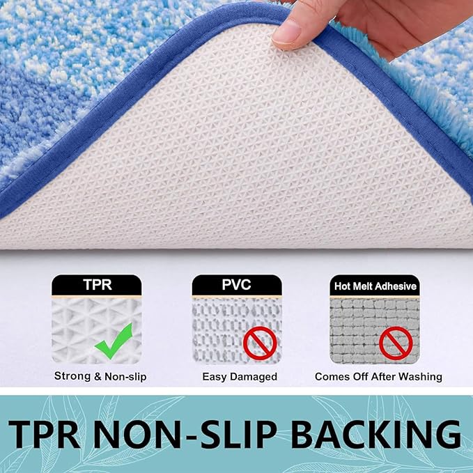 Arotive Microfiber Bathroom Rugs, Shaggy Soft and Absorbent Bath Rug, Non-Slip, Thick Plush Machine Washable Dry Bath Mats for Bathroom, Tub and Shower, 44x24, Light Royal Blue