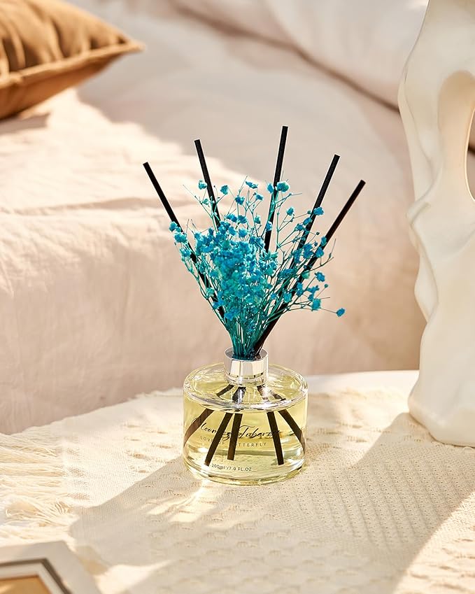 M&SENSE Reed Diffuser Set with 7 Sticks | 7.0oz Fresh Tuberose Scent, Long Lasting Oil Diffuser, Non-Toxic Fragrance Diffuser for Home Decor & Mothers Day with Baby's Breath Flower