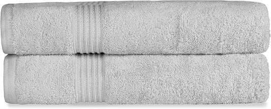 Superior Egyptian Cotton 2-Piece Bath Sheet Towel Set, Oversized Body Towels For Adults And Kids, Large Towel For Bath, Shower, Guest Bathroom, Spa, Gym, Resort, Essentials, Airbnb, Silver